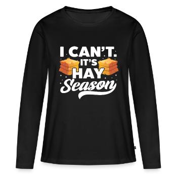 Je ne peux pas, c’est la saison des foins, Balles de foin, Balle de paille - T-shirt manches longues Premium bio Femme - noir - Devant - Julia (174cm)