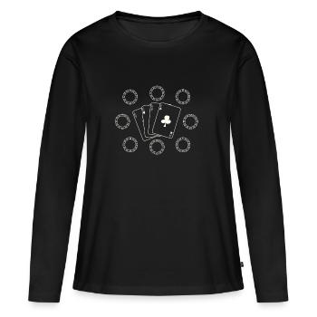 4 as - T-shirt manches longues Premium bio Femme - noir - Devant - Julia (174cm)