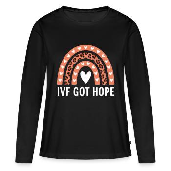 IVF – Nie die Hoffnung verlieren - Frauen Premium Bio Langarmshirt - Schwarz - Vorne - Julia (174cm)