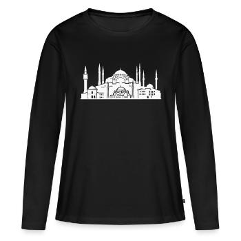 Horizon d’Istanbul - T-shirt manches longues Premium bio Femme - noir - Devant - Julia (174cm)