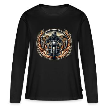 Logo de moto - T-shirt manches longues Premium bio Femme - noir - Devant - Julia (174cm)