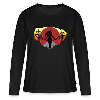 Fille du câble - T-shirt manches longues Premium bio Femme - noir - Devant - Julia (174cm)