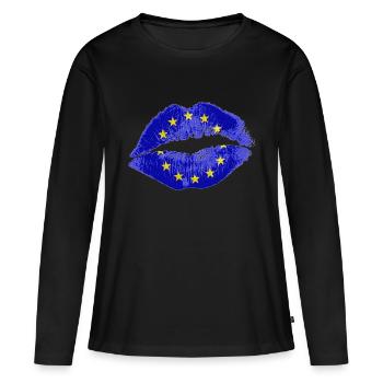 Kuss (EU) - Frauen Premium Bio Langarmshirt - Schwarz - Vorne - Julia (174cm)