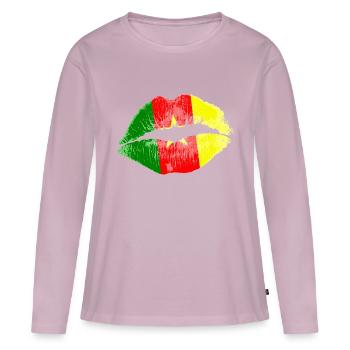 Kiss (Cameroun / Cameroun) - T-shirt manches longues Premium bio Femme - rose poudré - Devant - Julia (174cm)