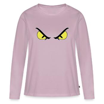 Mauvais yeux - T-shirt manches longues Premium bio Femme - rose poudré - Devant - Julia (174cm)