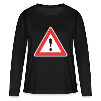 Point Road Sign d'exclamation - T-shirt manches longues Premium bio Femme - noir - Devant - Julia (174cm)