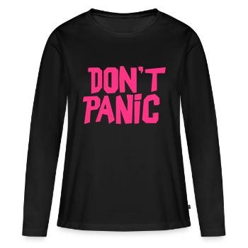 dont´ panic - Frauen Premium Bio Langarmshirt - Schwarz - Vorne - Julia (174cm)