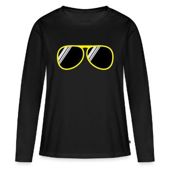 brille - T-shirt manches longues Premium bio Femme - noir - Devant - Julia (174cm)