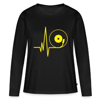Vinyl Beat - T-shirt manches longues Premium bio Femme - noir - Devant - Julia (174cm)