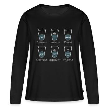 Point de vue - Le verre est ? - T-shirt manches longues Premium bio Femme - noir - Devant - Julia (174cm)