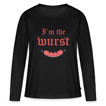 I'm the wurst Ich bin die wurst der schlimmste - Frauen Premium Bio Langarmshirt - Schwarz - Vorne - Julia (174cm)