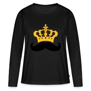 souverain roi couronne prince mustache moustachu - T-shirt manches longues Premium bio Femme - noir - Devant - Julia (174cm)