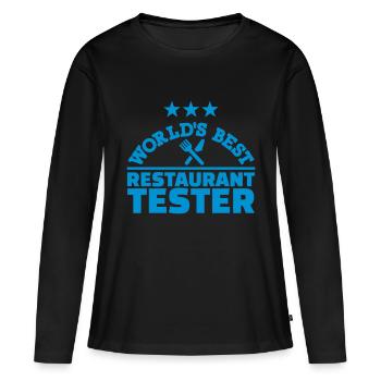 Restaurant tester - T-shirt manches longues Premium bio Femme - noir - Devant - Julia (174cm)