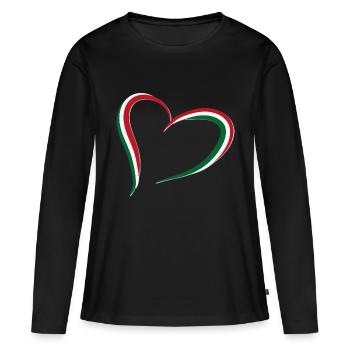 drapeau coeur italie - T-shirt manches longues Premium bio Femme - noir - Devant - Julia (174cm)
