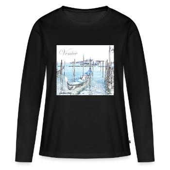 Gondole de Venise Italie - T-shirt manches longues Premium bio Femme - noir - Devant - Julia (174cm)