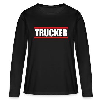 Trucker - LKW Fahrer - Frauen Premium Bio Langarmshirt - Schwarz - Vorne - Julia (174cm)