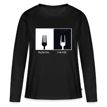Plastique Metal Vinatge cadeau de musique fourche - T-shirt manches longues Premium bio Femme - noir - Devant - Julia (174cm)