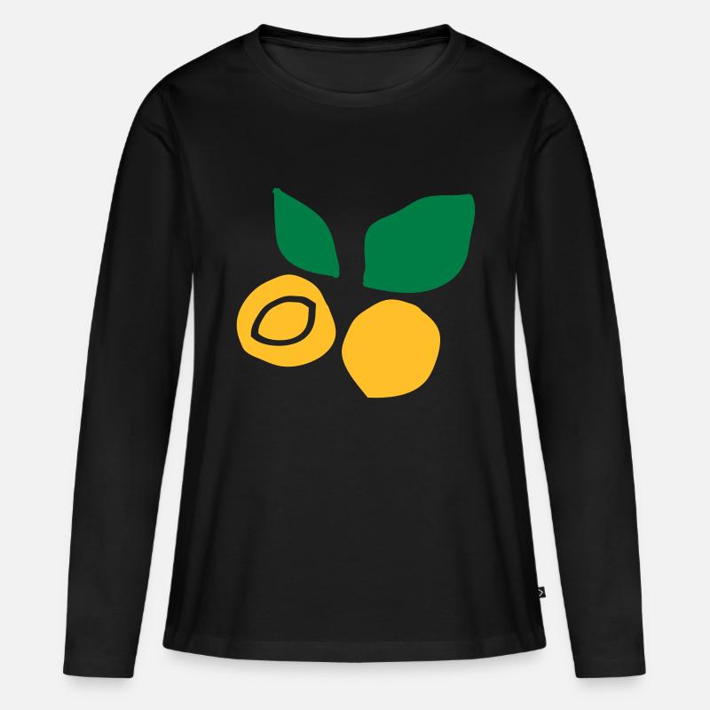 Aprikosenfrucht c2 - Frauen Premium Bio Langarmshirt - Schwarz