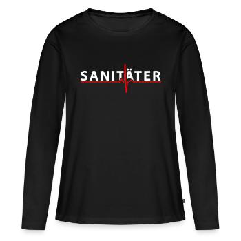 Sanitäter Lebensretter Rettungsdienst Herzschlag - Frauen Premium Bio Langarmshirt - Schwarz - Vorne - Julia (174cm)