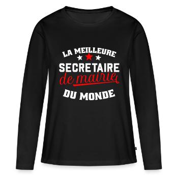La meilleure secrétaire de mairie du monde . - T-shirt manches longues Premium bio Femme - noir - Devant - Julia (174cm)