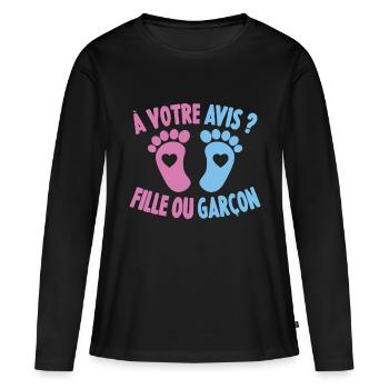À Votre Avis Fille Ou Garçon Grossesse Cadeau - T-shirt manches longues Premium bio Femme - noir - Devant - Julia (174cm)