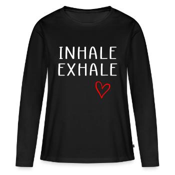 inhaler expirer citation cœur rouge - T-shirt manches longues Premium bio Femme - noir - Devant - Julia (174cm)