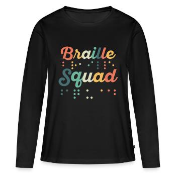 Braille Squad Braille Dots Impaired Blindness - Frauen Premium Bio Langarmshirt - Schwarz - Vorne - Julia (174cm)