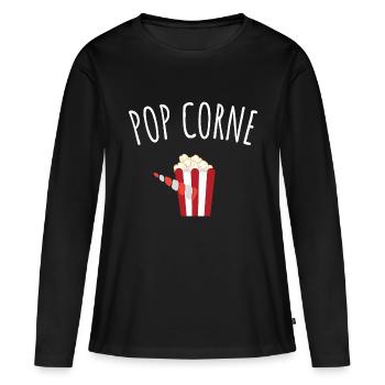 pop corne - T-shirt manches longues Premium bio Femme - noir - Devant - Julia (174cm)
