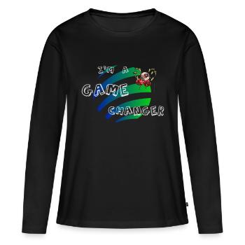 Changer la donne - changer le résultat - T-shirt manches longues Premium bio Femme - noir - Devant - Julia (174cm)