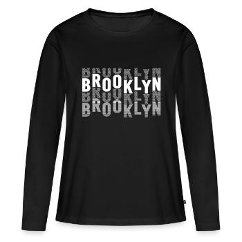 BROOKLYN - T-shirt manches longues Premium bio Femme - noir - Devant - Julia (174cm)