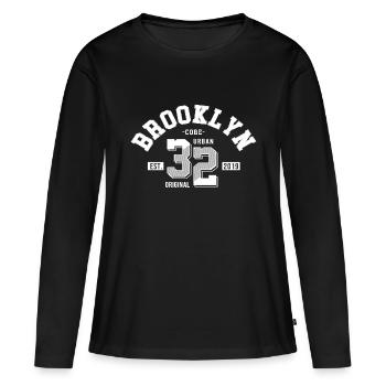 BROOKLYN - T-shirt manches longues Premium bio Femme - noir - Devant - Julia (174cm)