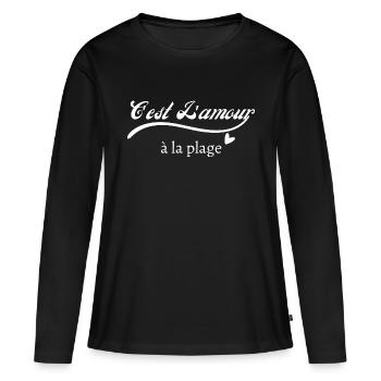 C’est l’amour à plage - T-shirt manches longues Premium bio Femme - noir - Devant - Julia (174cm)