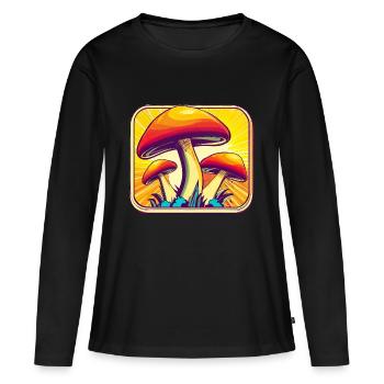 Champignons Champignons Retro 70s Design Cadeau - T-shirt manches longues Premium bio Femme - noir - Devant - Julia (174cm)