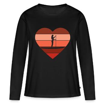 Retro SUP Standup Paddle Board Cadeau d’été - T-shirt manches longues Premium bio Femme - noir - Devant - Julia (174cm)