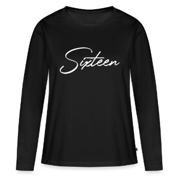 Idée cadeau 16e anniversaire Seize - T-shirt manches longues Premium bio Femme - noir - Devant - Julia (174cm)