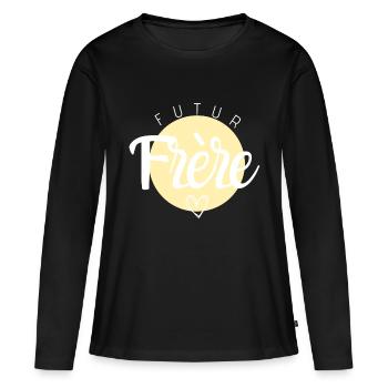 Futur frère - T-shirt manches longues Premium bio Femme - noir - Devant - Julia (174cm)
