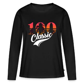 100e anniversaire vintage - T-shirt manches longues Premium bio Femme - noir - Devant - Julia (174cm)
