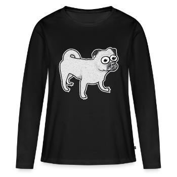 Retro Mops - Frauen Premium Bio Langarmshirt - Schwarz - Vorne - Julia (174cm)