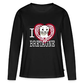 Ich liebe Bretagne Hermine Celtique Light - Frauen Premium Bio Langarmshirt - Schwarz - Vorne - Julia (174cm)