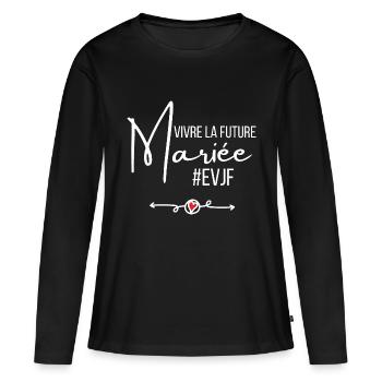 Vivre la future mariée - T-shirt manches longues Premium bio Femme - noir - Devant - Julia (174cm)
