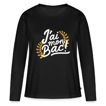J'ai mon bac - T-shirt manches longues Premium bio Femme - noir - Devant - Julia (174cm)