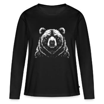 Conception réaliste d’illustration d’ours brun - T-shirt manches longues Premium bio Femme - noir - Devant - Julia (174cm)