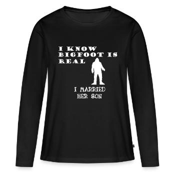 Bigfoot is Real - Women's Premium Organic Long Sleeve Shirt - black - Front - Julia (174cm)