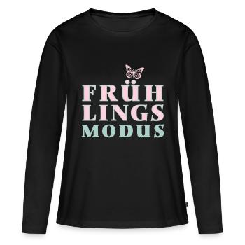 Mode Printemps - Le printemps est là ! - T-shirt manches longues Premium bio Femme - noir - Devant - Julia (174cm)