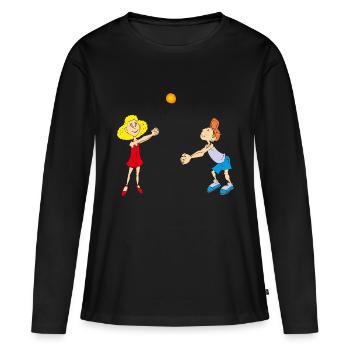 Les enfants jouent au volley-ball - T-shirt manches longues Premium bio Femme - noir - Devant - Julia (174cm)