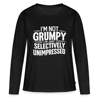 JE NE SUIS PAS , JE NE SUIS JUSTE PAS IMPRESSIONNÉ - T-shirt manches longues Premium bio Femme - noir - Devant - Julia (174cm)