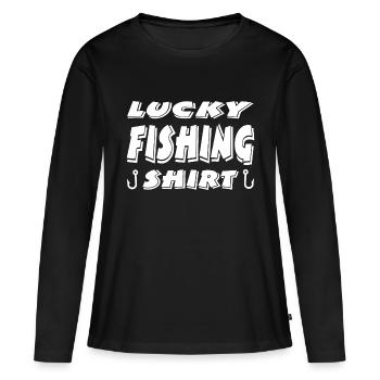Angeln - Frauen Premium Bio Langarmshirt - Schwarz - Vorne - Julia (174cm)