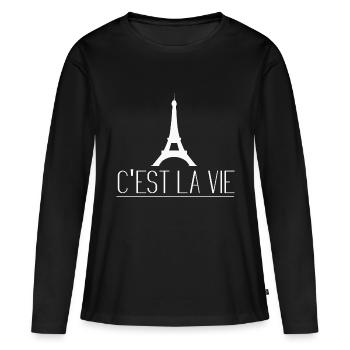 Pariser Zitat - Frauen Premium Bio Langarmshirt - Schwarz - Vorne - Julia (174cm)