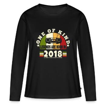 2018 Naissance de légende 2018 né en 2018 annivers - T-shirt manches longues Premium bio Femme - noir - Devant - Julia (174cm)