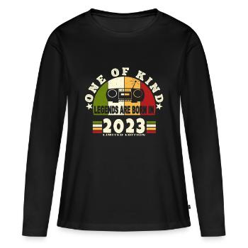 2023 Naissance de légende 2023 né en 2023 annivers - T-shirt manches longues Premium bio Femme - noir - Devant - Julia (174cm)